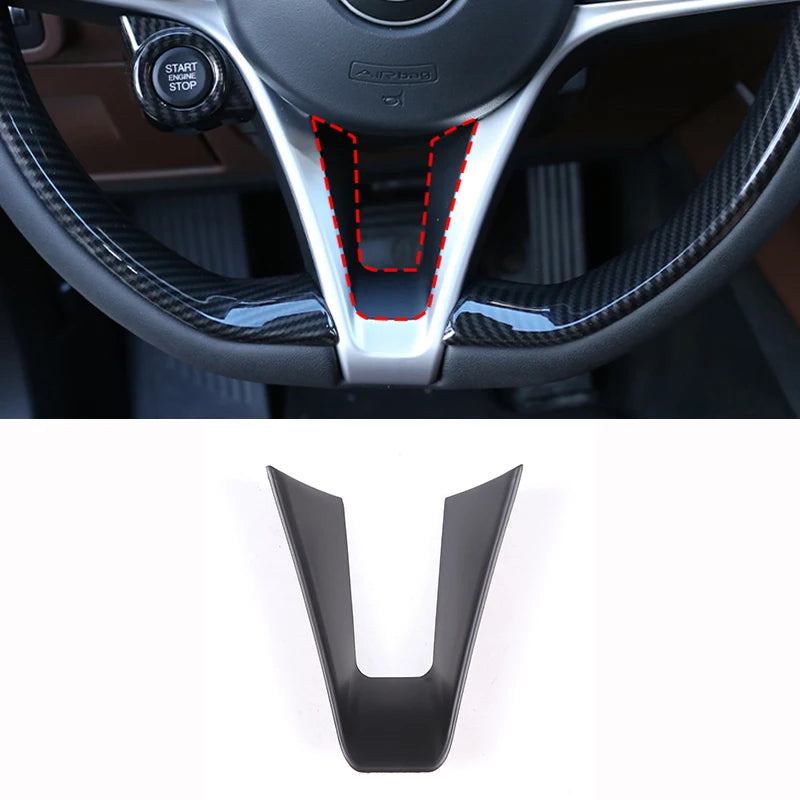 ABS Carbon Fiber For Alfa Romeo Giulia Stelvio 2017 2018 2019 Car Steering Wheel Cover Trim Interior Accessories