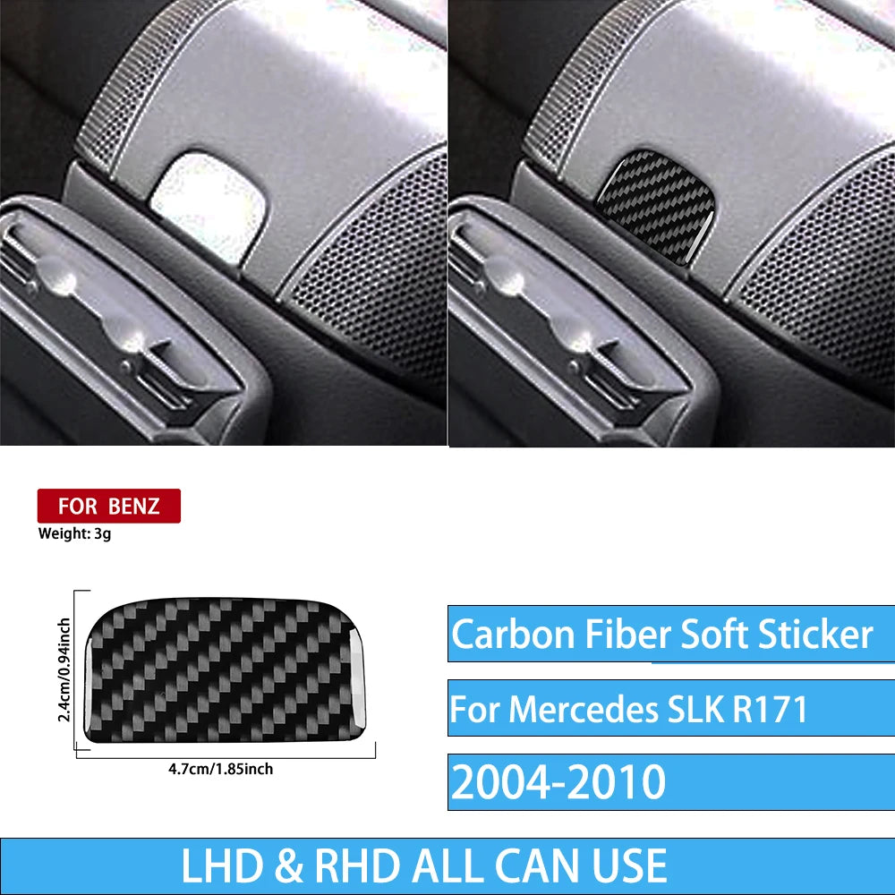 Real Carbon Fiber Car Accessories Storage Trim Cover Soft Sticker For Mercedes Benz SLK R171 2004 2005 2006 2007 2008 2009 2010