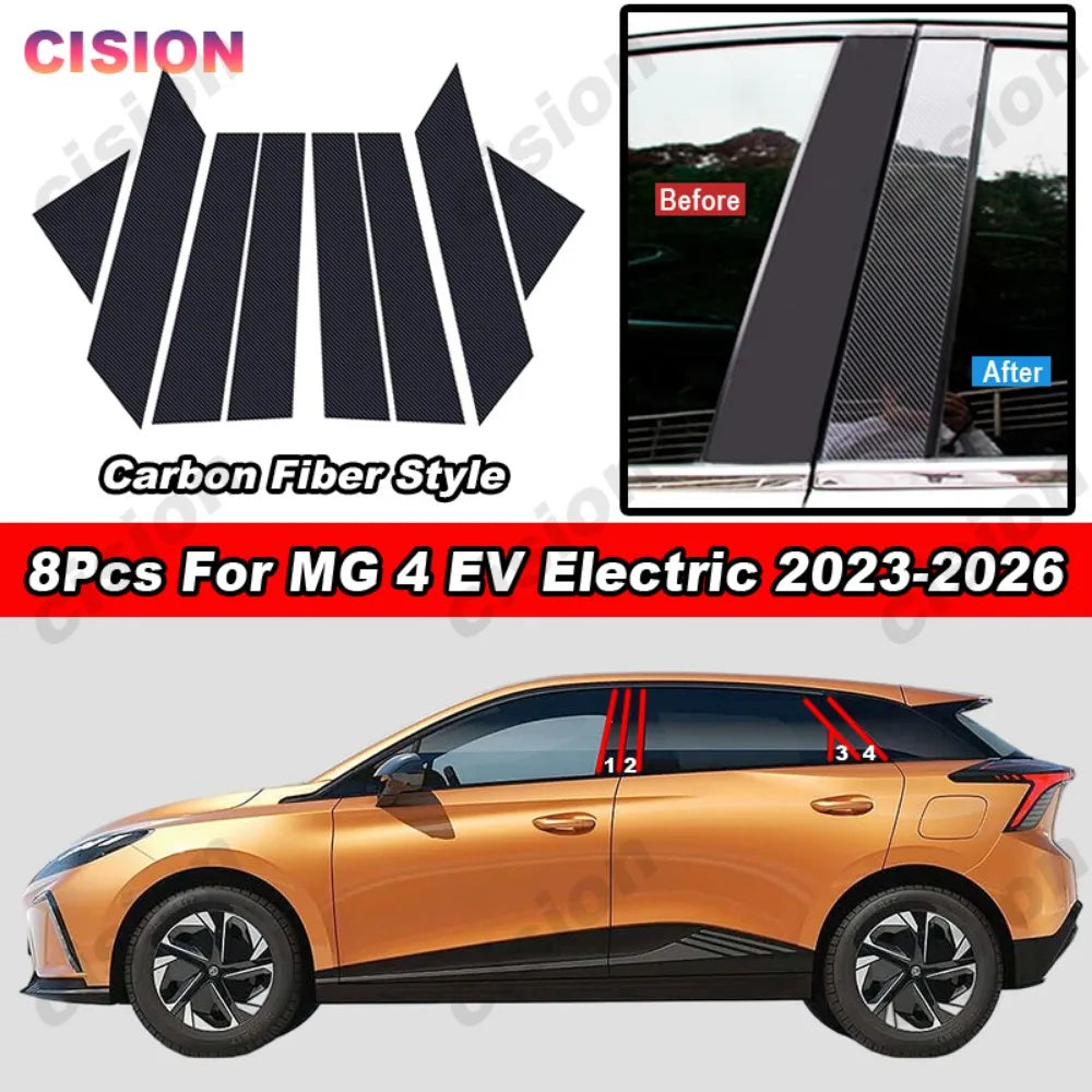 Glossy Carbon Fiber Black Chrome Car Door Window Center BC P