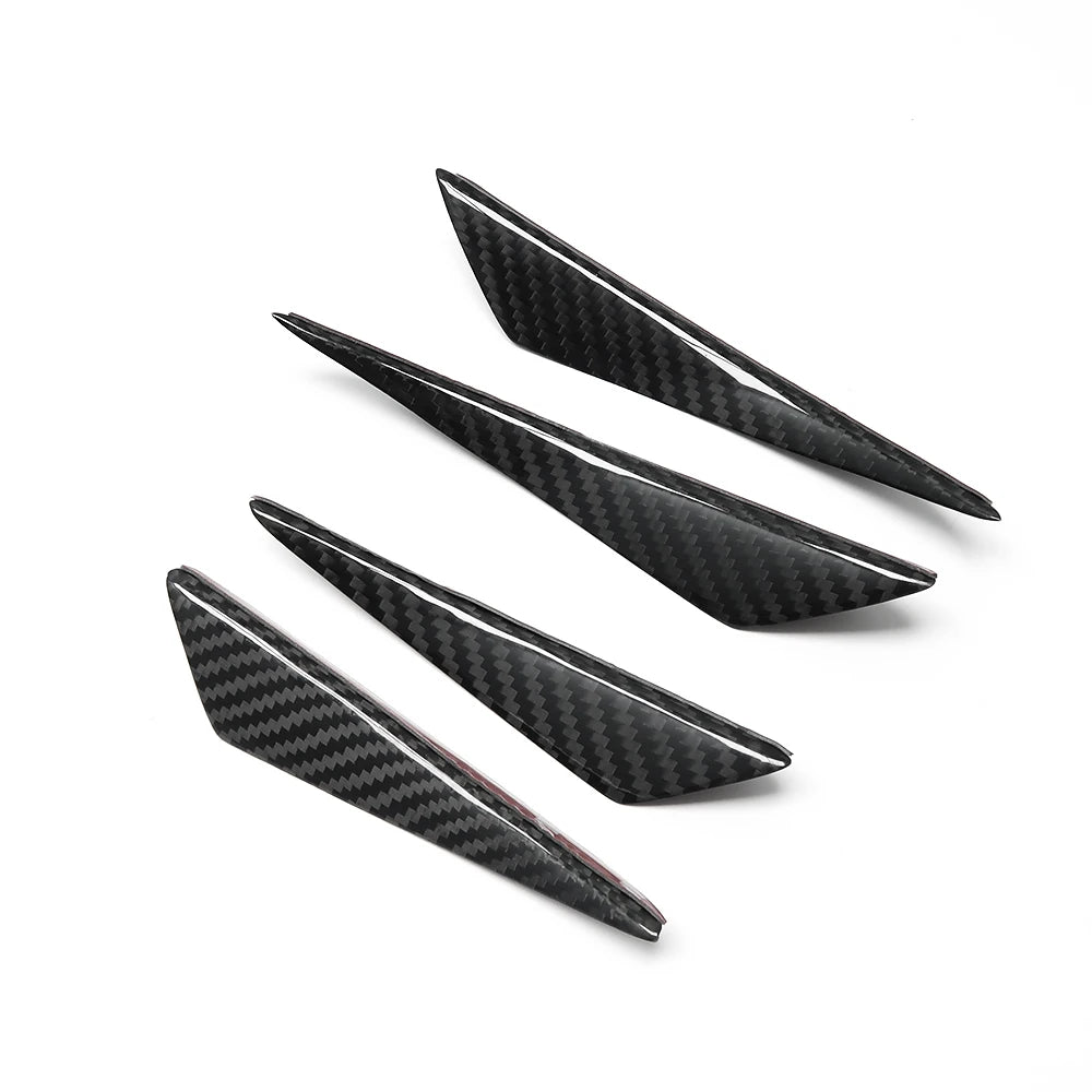 4Pcs Carbon Fiber Car Side Fins Canards Stickers Car Bumper 