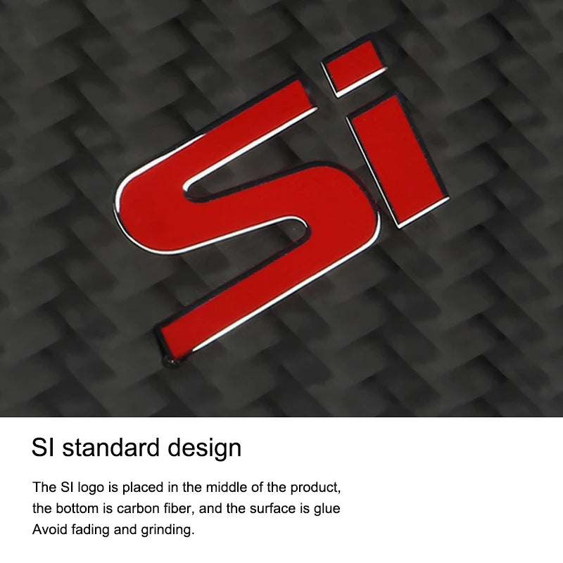 Carbon Fiber Si Emblem Decal Car Storage Box Sticker Trim Fo
