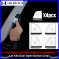 Heenvn 4PCS Car Open Door Button Stickers For Tesla Model 3 