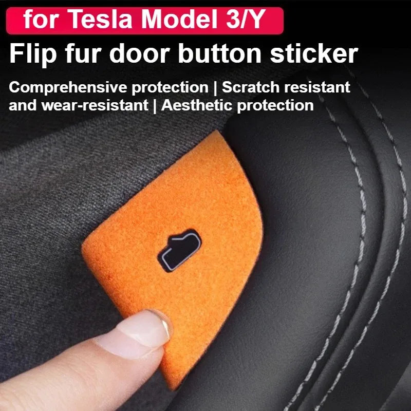 Car Interior Suede Door Switch Button Trim Stickers Patch Tr