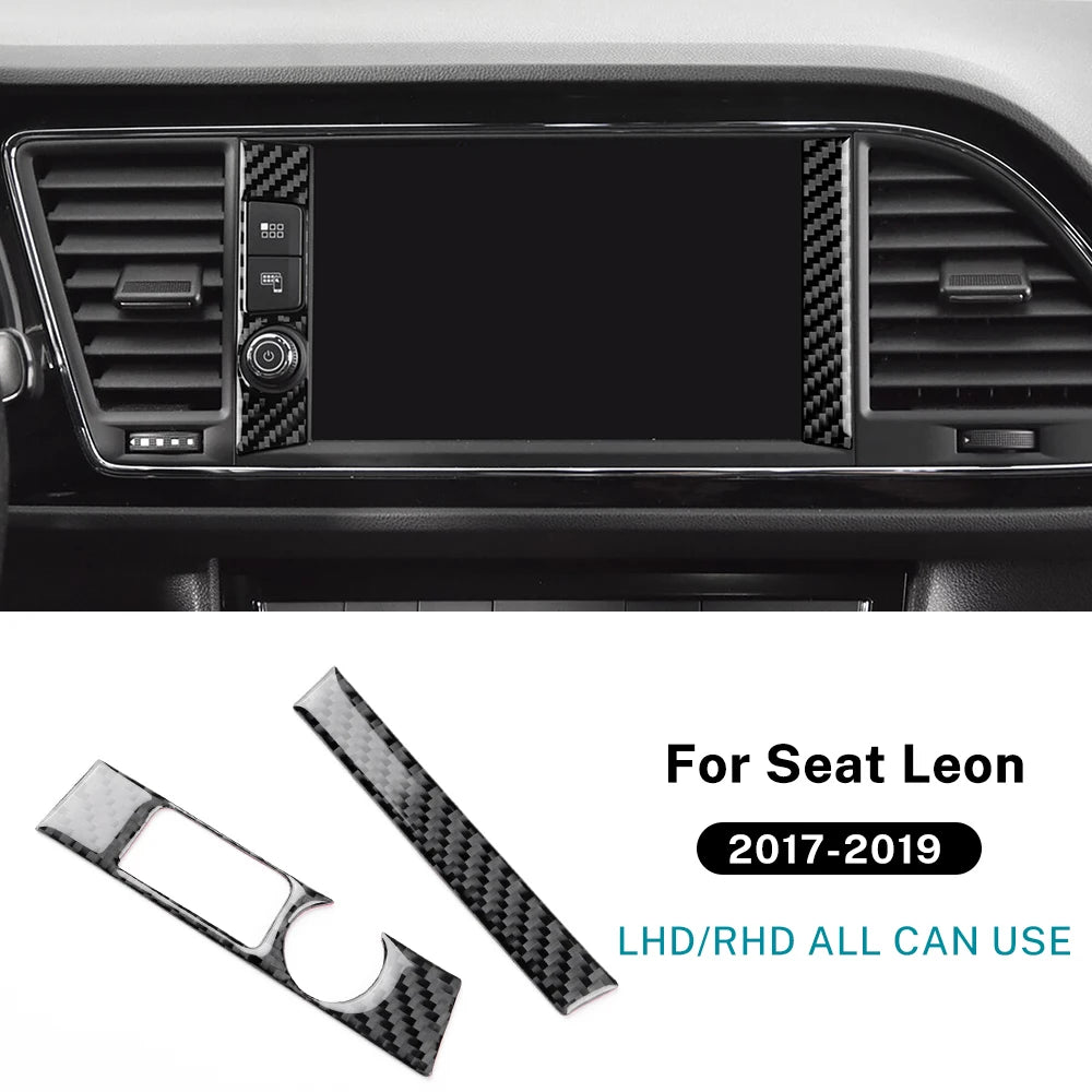 Real Soft Carbon Fiber Sticker For Seat Leon MK3 2017 2018 2019 LHD RHD Car Central Control Side Frame Trim Interior Accessories