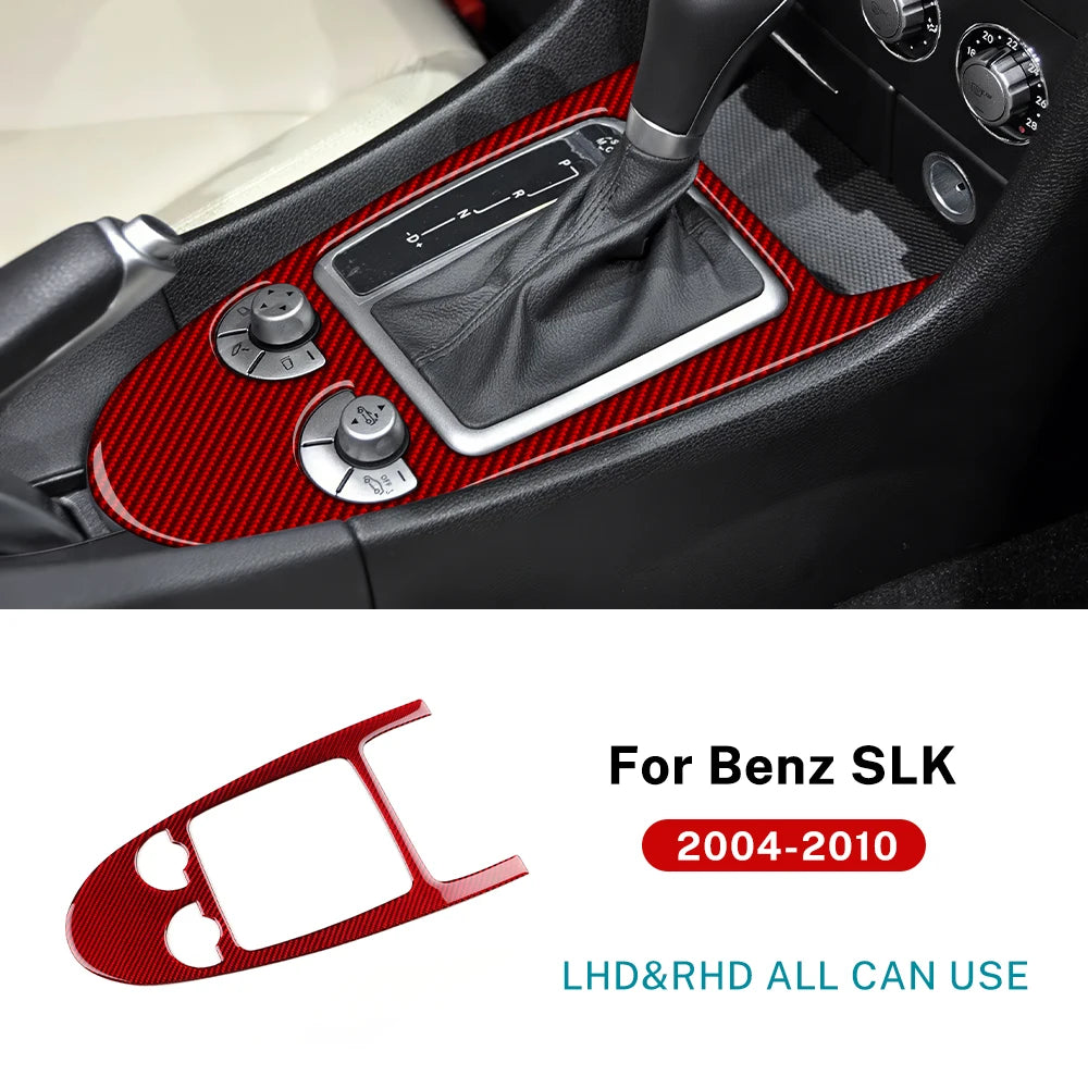 Real Soft Carbon Fiber Trim Sticker For Mercedes Benz SLK R171 2004 2005 2006 2007 2008 2009 2010 Car Central Control Gear Shift