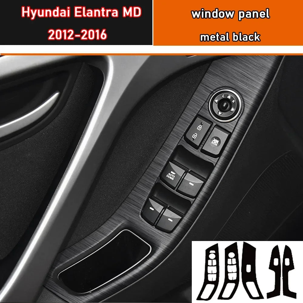 Car Styling Black Carbon Decal Car Window Lift Button Switch Panel Cover Trim Sticker 4 Pcs/Set For Hyundai Elantra MD 2012-2016