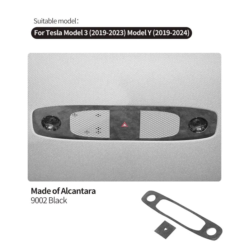 Top Suede For Tesla Model 3 (2019-2023)/ Y(2019-2024) Auto Reading Light Control Panel Trim Sticker Car Interior Accessories