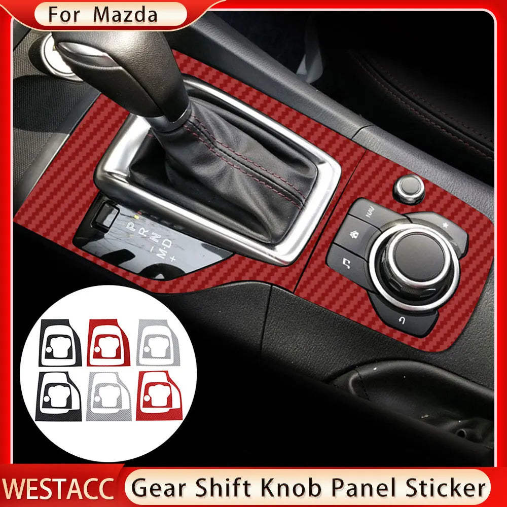 Carbon Fiber Car Gear Head Shift Knob Panel Cover Trim Stick