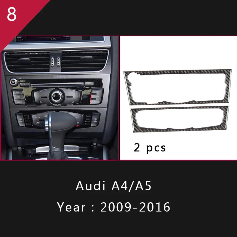 For Audi A4 S4 RS4 B8 8K A5 S5 RS5 8T 8F Car Carbon Fiber Window Door Panel Strips Cover Protective Trim Sticker Accessories