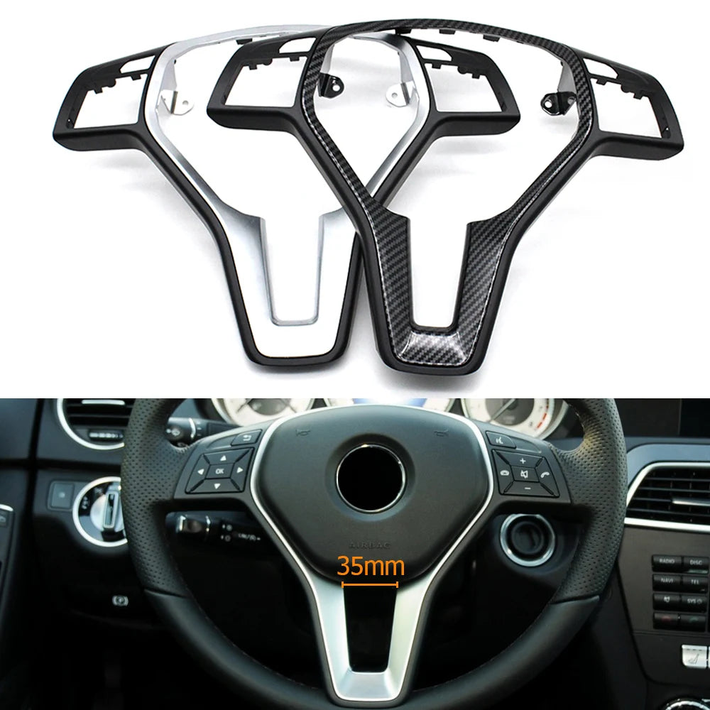 Interior Car Steering Wheel Carbon Fiber Cover Panel Trim Fo