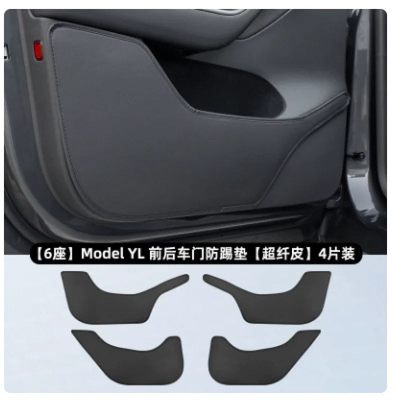 Car Door Anti-Kick Pad Leather Sticker Trim Kit For Tesla Model YL 6-Seater Side Door Protector Cover Car Interior Accessories