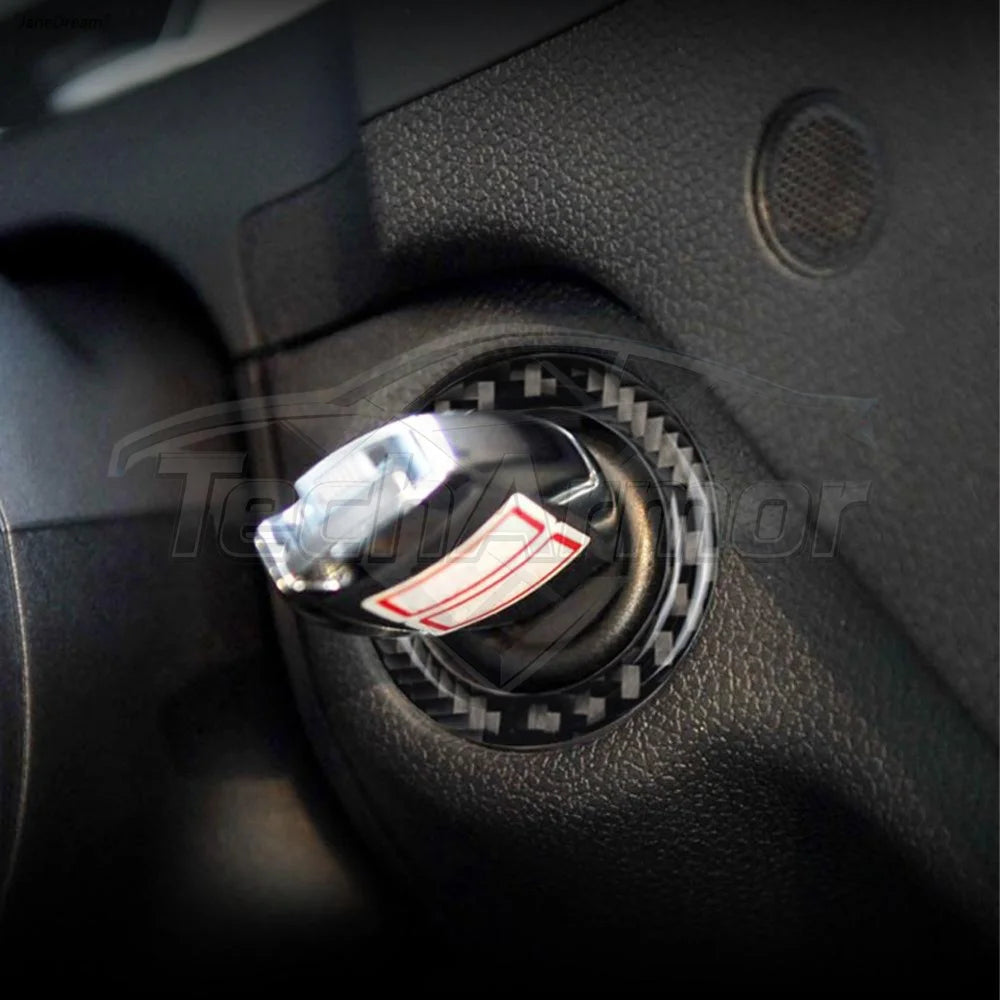 Carbon Fiber Trim Car Ignition Switch Key Hole Ring Start Bu