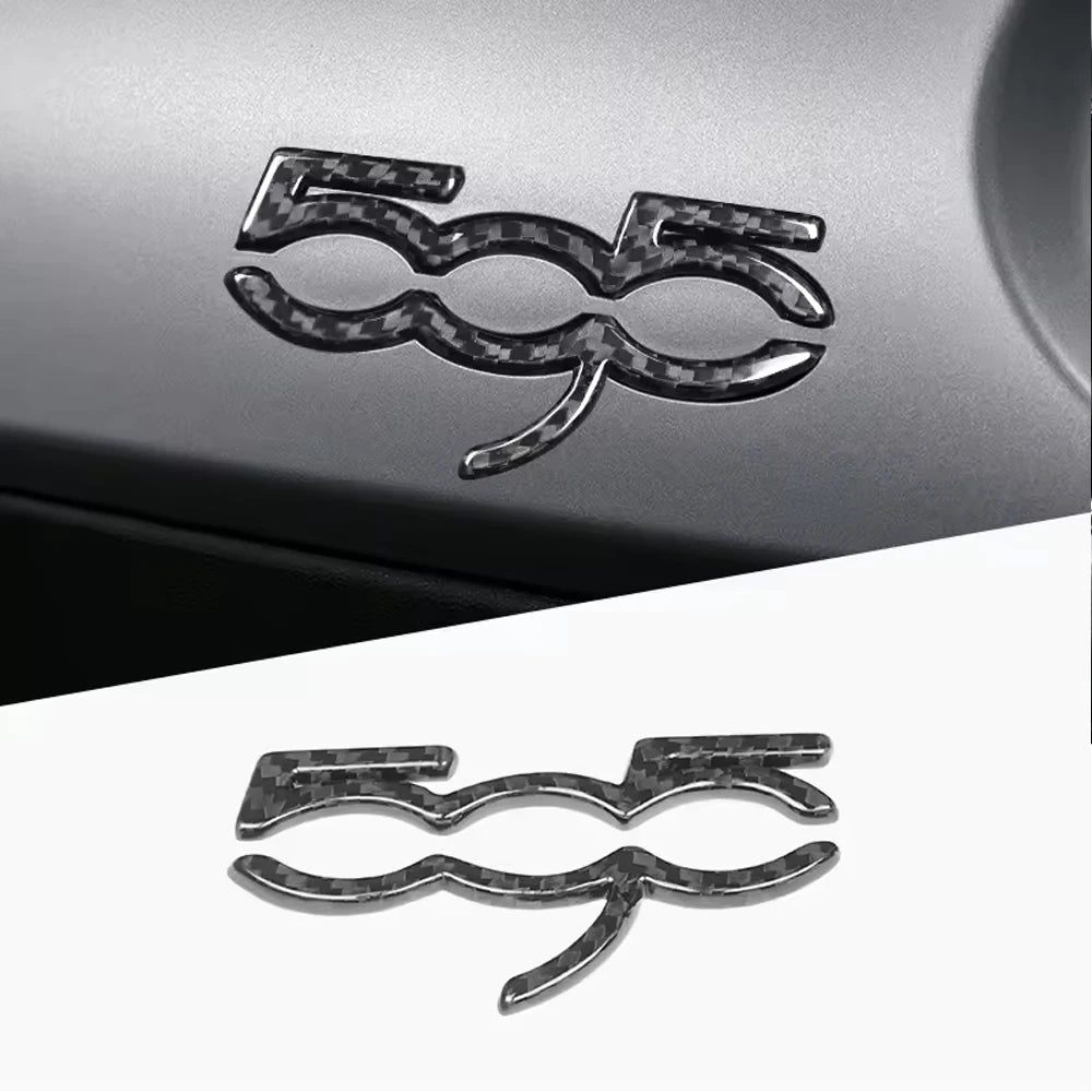 For Abarth 595 Fiat 500 2007-2024 Real Hard Dry Tricolor Carbon Fiber Sticker LHD RHD Car Dash Badge Conversion Dashboard Trim