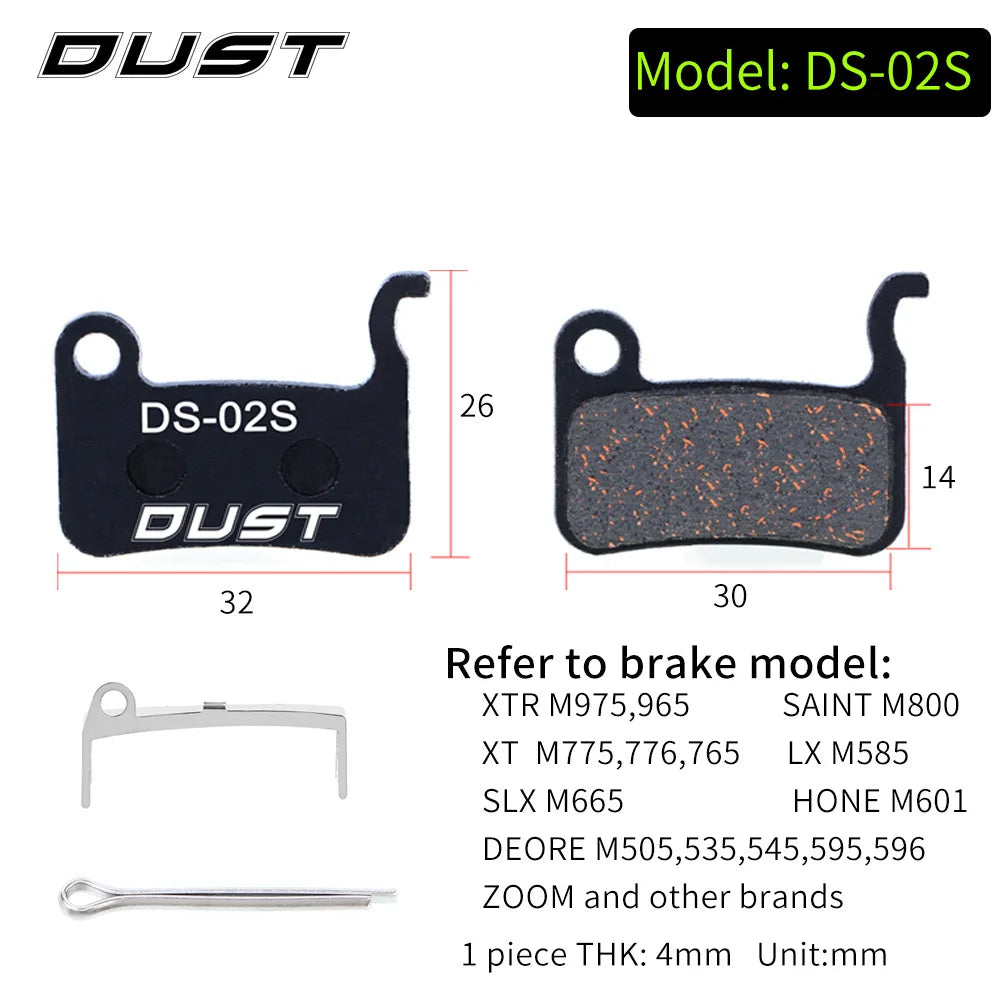 DUST 1Pair Semi-Metal Bicycle Hydraulic Disc Brake Pad MTB Mountain Bike Parts for SHIMANO XT XTR M315 SRAM Avid BB5 BB7 E1 E3
