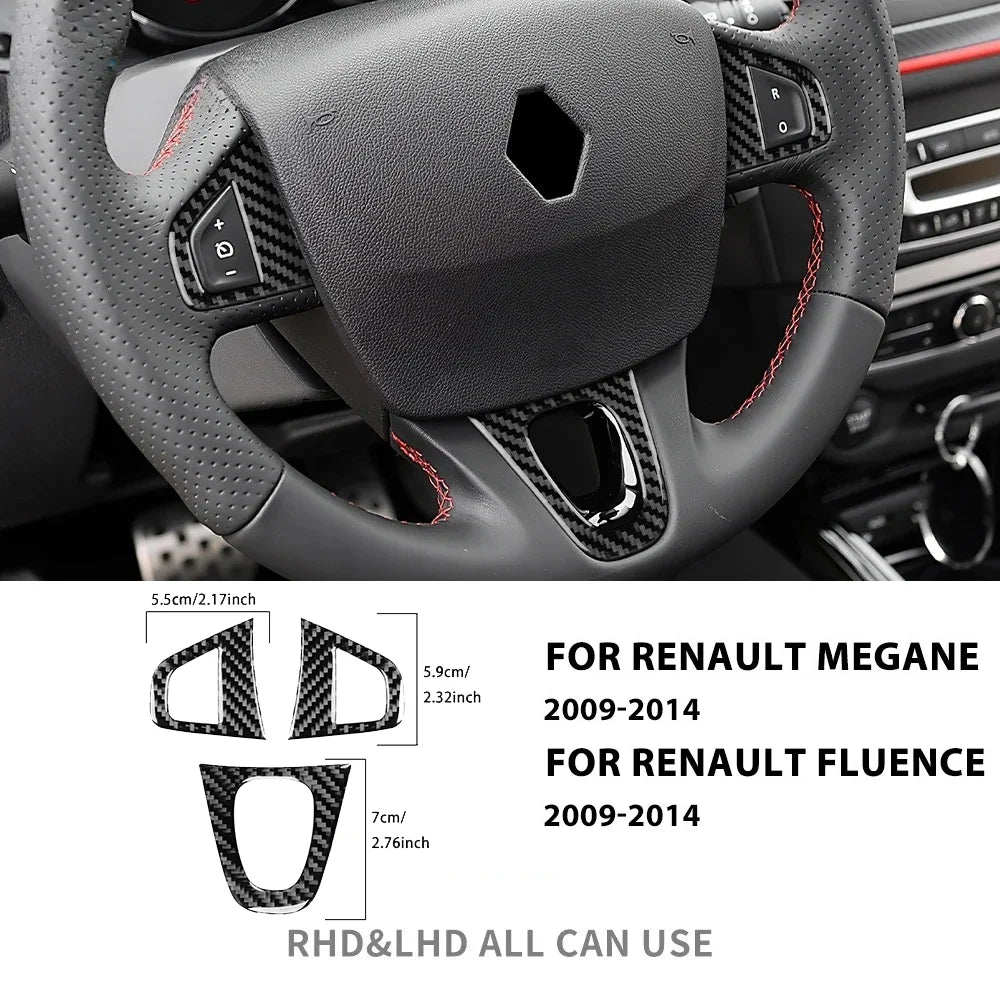 Car Steering Wheel Trim Soft Carbon Fiber Sticker For Renaul
