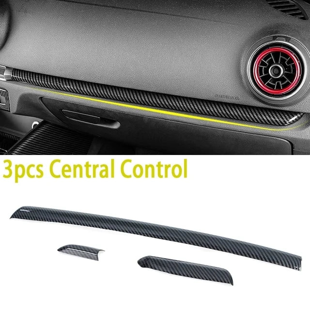Carbon Fiber Style Dashboard Decoration Cover Trim For Audi A3 8V 2014-2018 S3 2017 ABS Car Inner Door Trim Strips