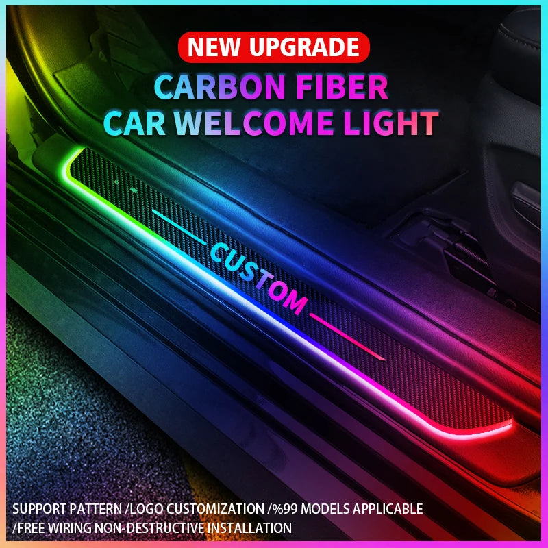 Customized Carbon fiber Car Logo Door Illuminated Sill Light