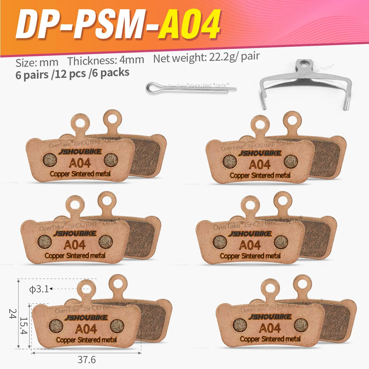 JSHOUBIKE Sintered Metal Hydraulic Brake Pads for SRAM G2 Guide Ultimate RSC RS R Avid X0 Trail Elixir Trail Ultra Class