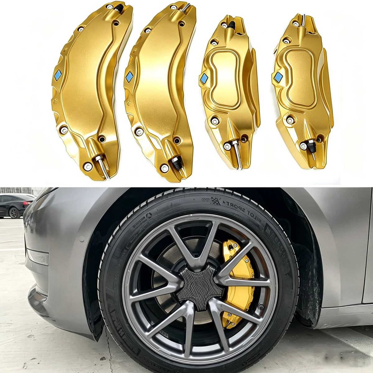 Brake Caliper Covers For Tesla Model 3 2017 2018 2019 2020 2021 2022 2023 Accessories 4pcs 18 19in Wheel Cover (Not Fit 3 2024)