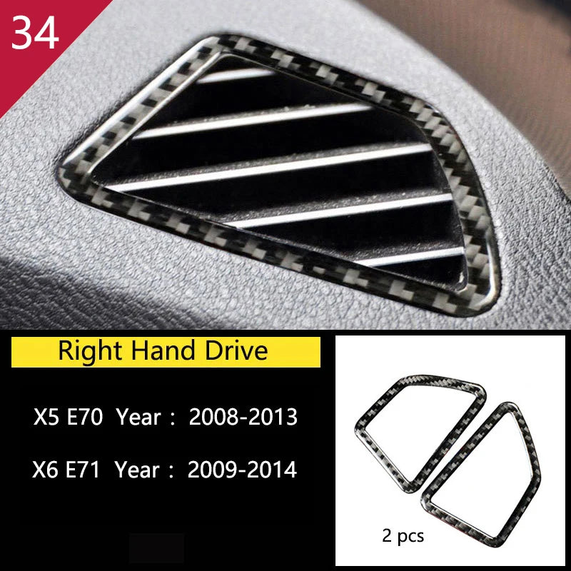 For BMW X5 X6 E70 E71 Accessories Car Interior Air Conditioning CD Console Panel Cover Decoration Trim Carbon Fiber Car Styling