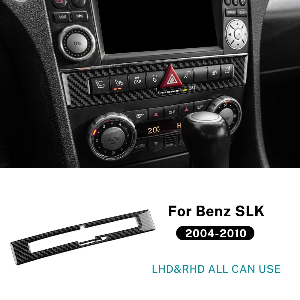 Real Soft Carbon Fiber Trim Sticker For Mercedes Benz SLK R171 2004 2005 2006 2007 2008 2009 2010 Car Central Control AC Panel