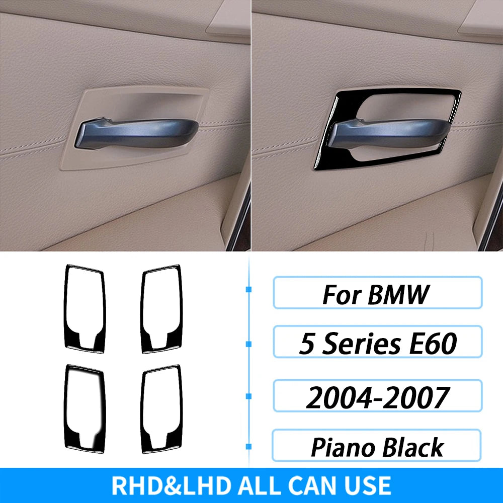 For BMW 5 Series E60 2004-2007 Piano Black Gear Shift Steering Wheel Air Outlet Panel Set Trim Car Interior Accessories Sticker