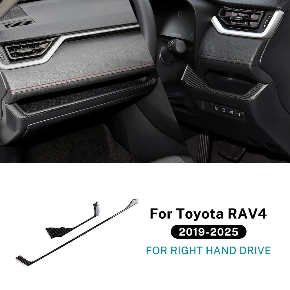 Real Soft Carbon Fiber Sticker For Toyota RAV4 XA50 2019 2020 2021 2022 2023 2024 2025 LHD RHD Car Dashboard Decor Strip Trim